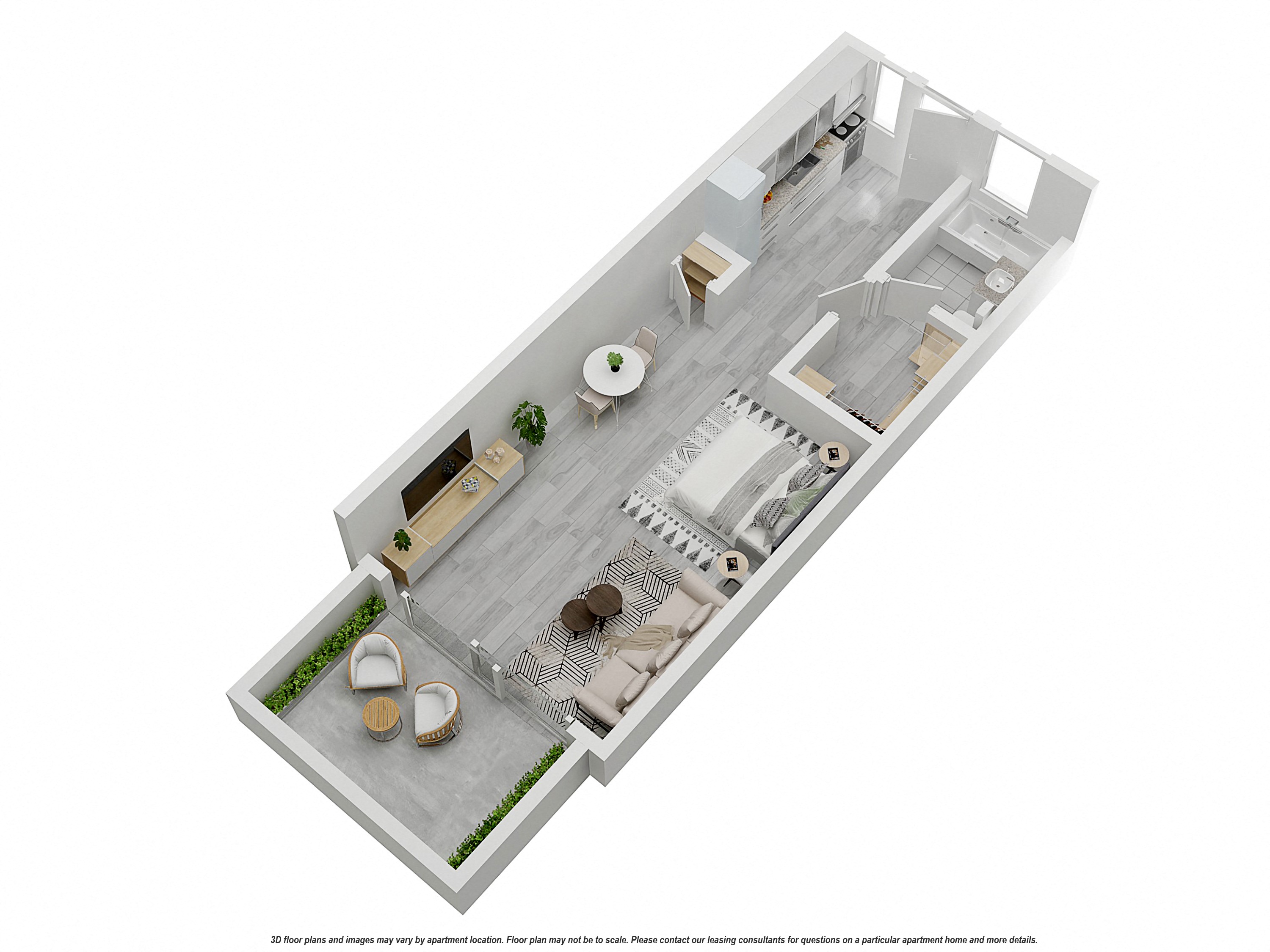 Floor plan for studio, 1 bath, 510 sqft
